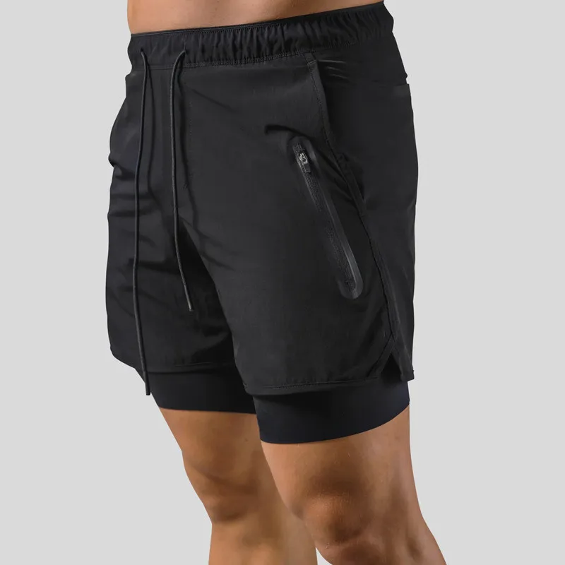 2022 Running Shorts Men 2 In 1 Double-deck Quick Dry GYM Sport Fitness Jogging Workout Shorts Men Sports Short Pants Bottoms