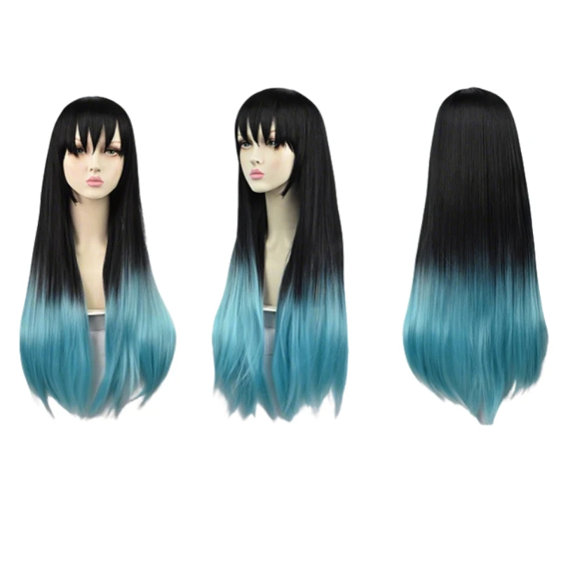Tokitou Muichirou تأثيري حلي انمي ياباني Kisatsutai موحدة أسود التدرج الأزرق شعر مستعار رجل امرأة كوميك كون فستان وتتسابق