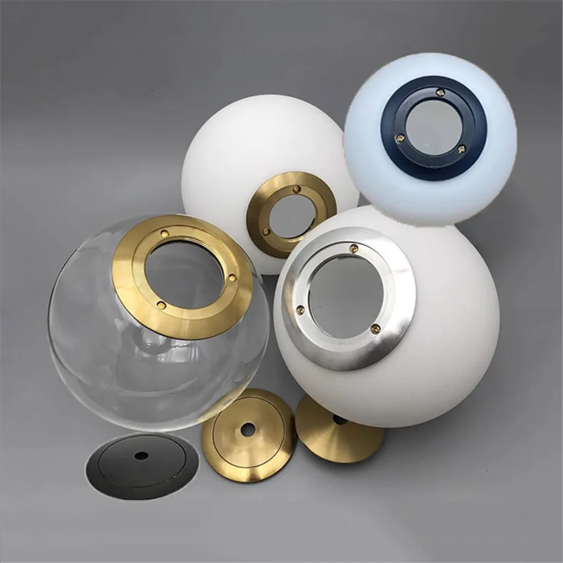 

D13cm D15cm D20cm D25cm Clear White Globe Glass Shade Replacement with Black Bronze Thread Metal for Magic Bean Lamp Cover