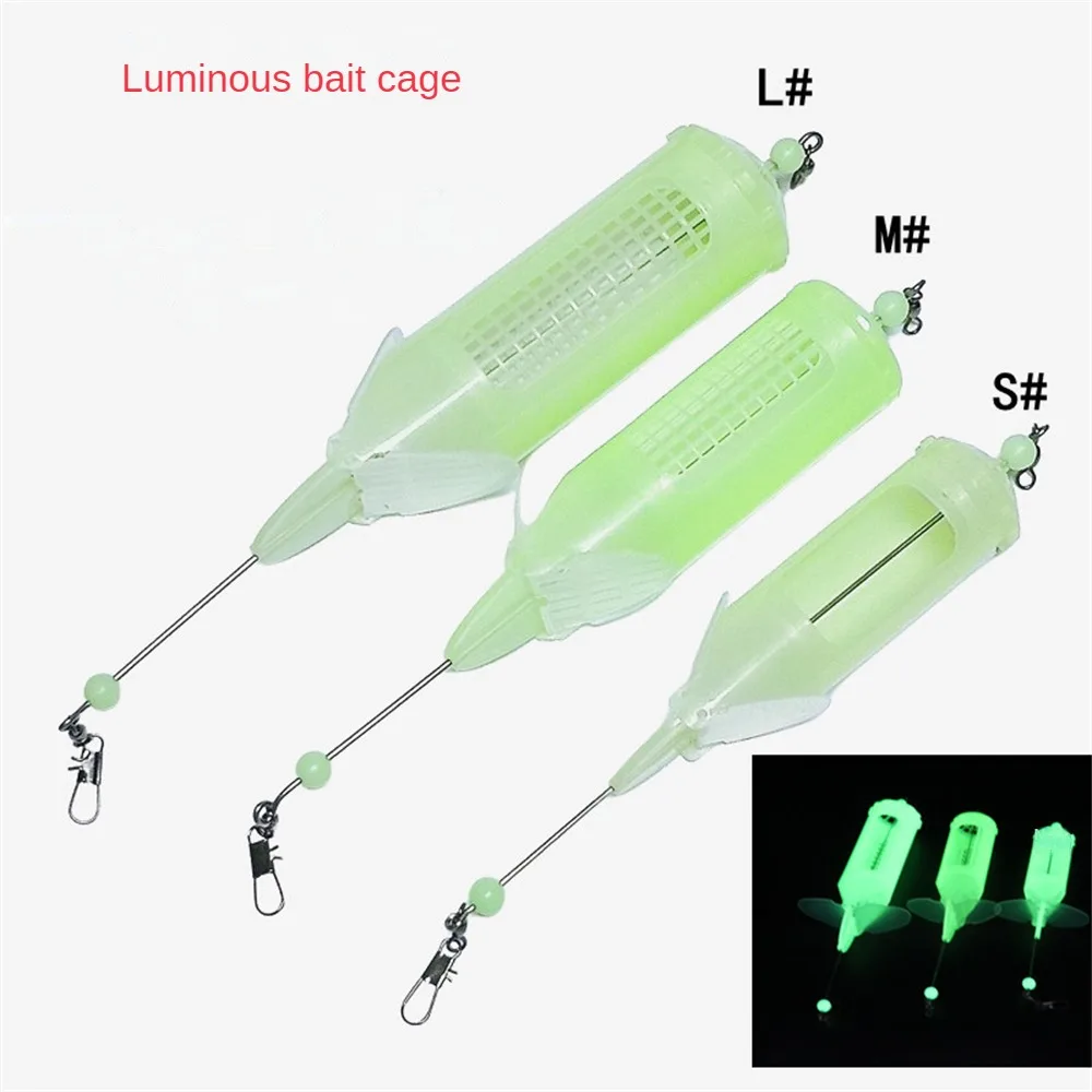 Luminous Nest Cage Bait Shrimp Cage Goods For Fishing Plastic Fishing Tools Fishing Bait Basket Big Green Needle Fishing Goods