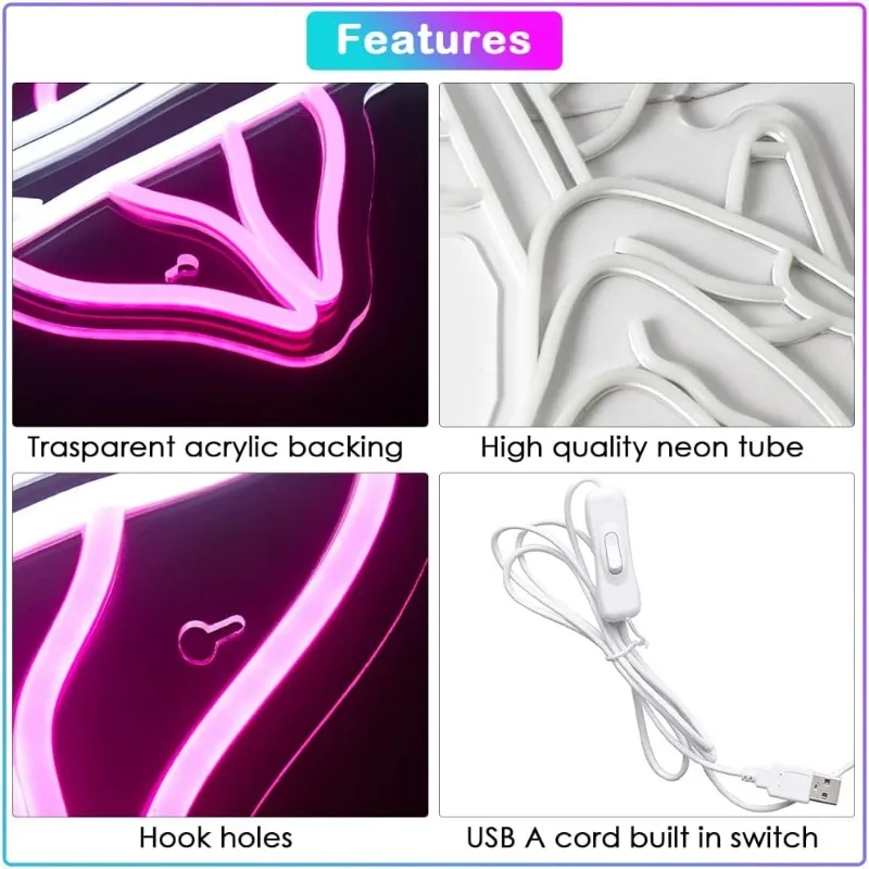 Неоновая вывеска в виде губ, яркое неоновое украшение для стен, USB-питание для спальни, дома, бара, мужская пещера, украшение для пива, кафе, дня рождения