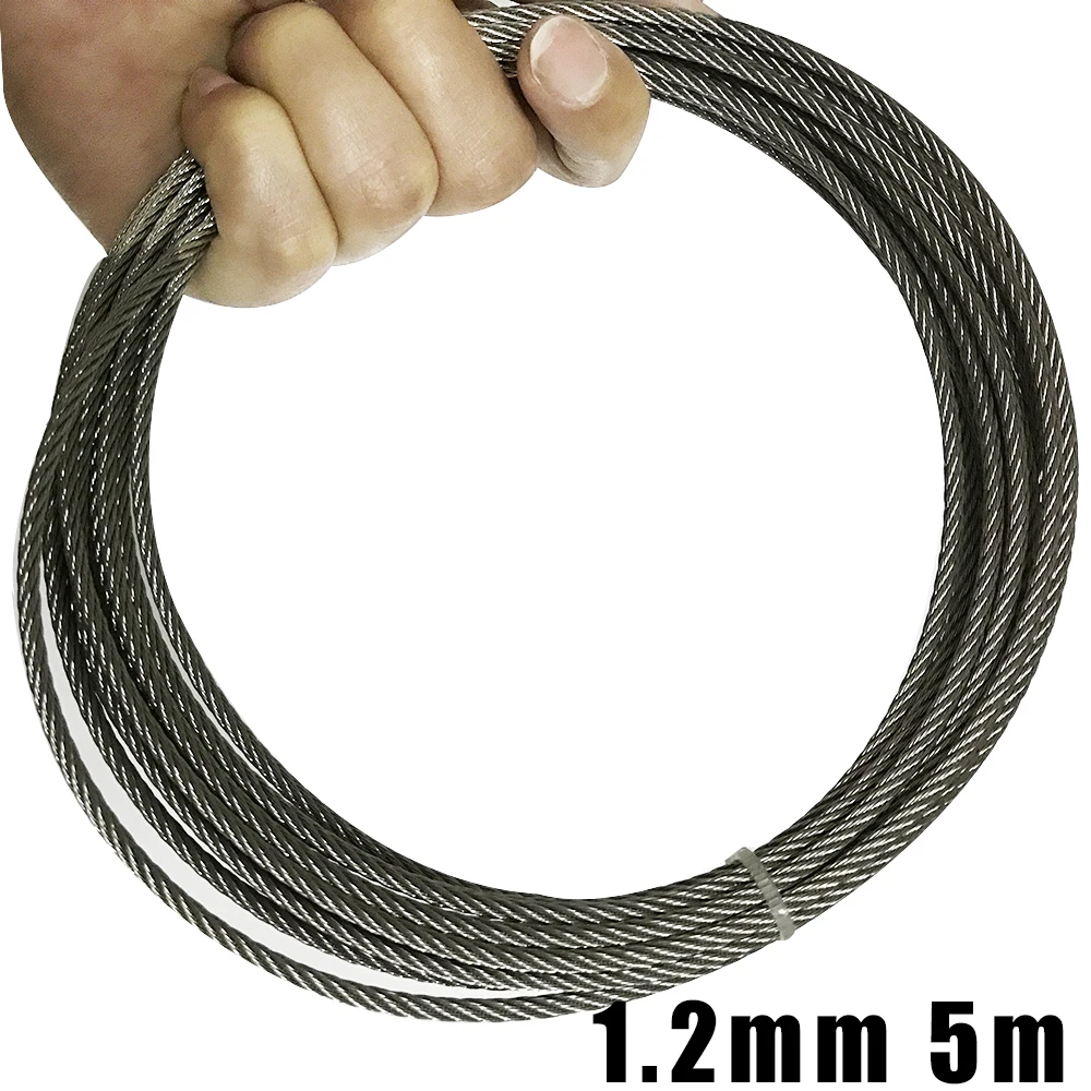 304 Stainless Steel Wire Rope Lifting Cable 5M 7X7 Structure 0.8mm,1mm 1.5mm 2.5mm 3mm Diameter DIY Wire Rope Metal Wires