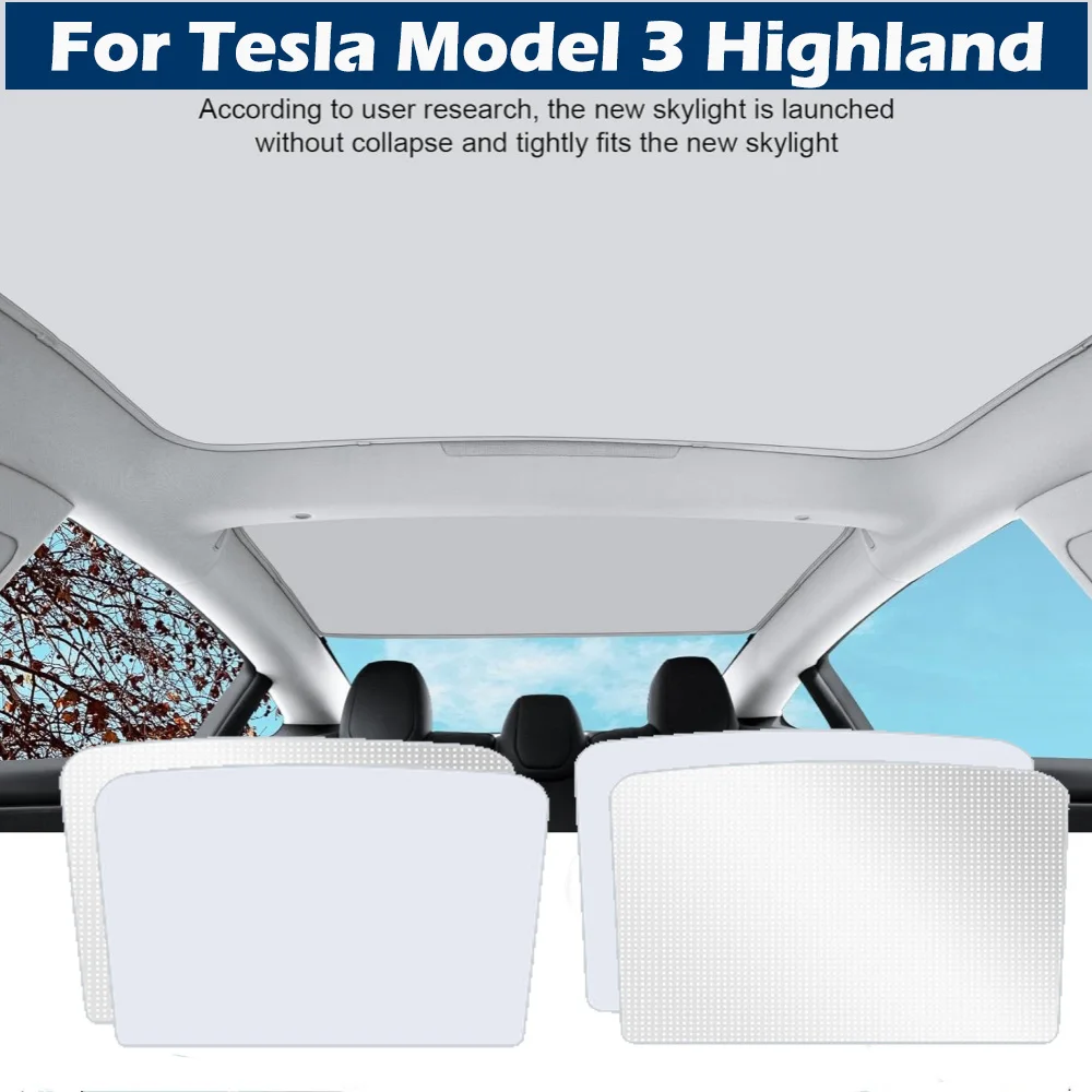 

2PCS New Upgrade Roof Sunshade for Tesla Model 3 Highland 2024,Sunroof Heat Insulation UV Protection Sun Shade Accessories