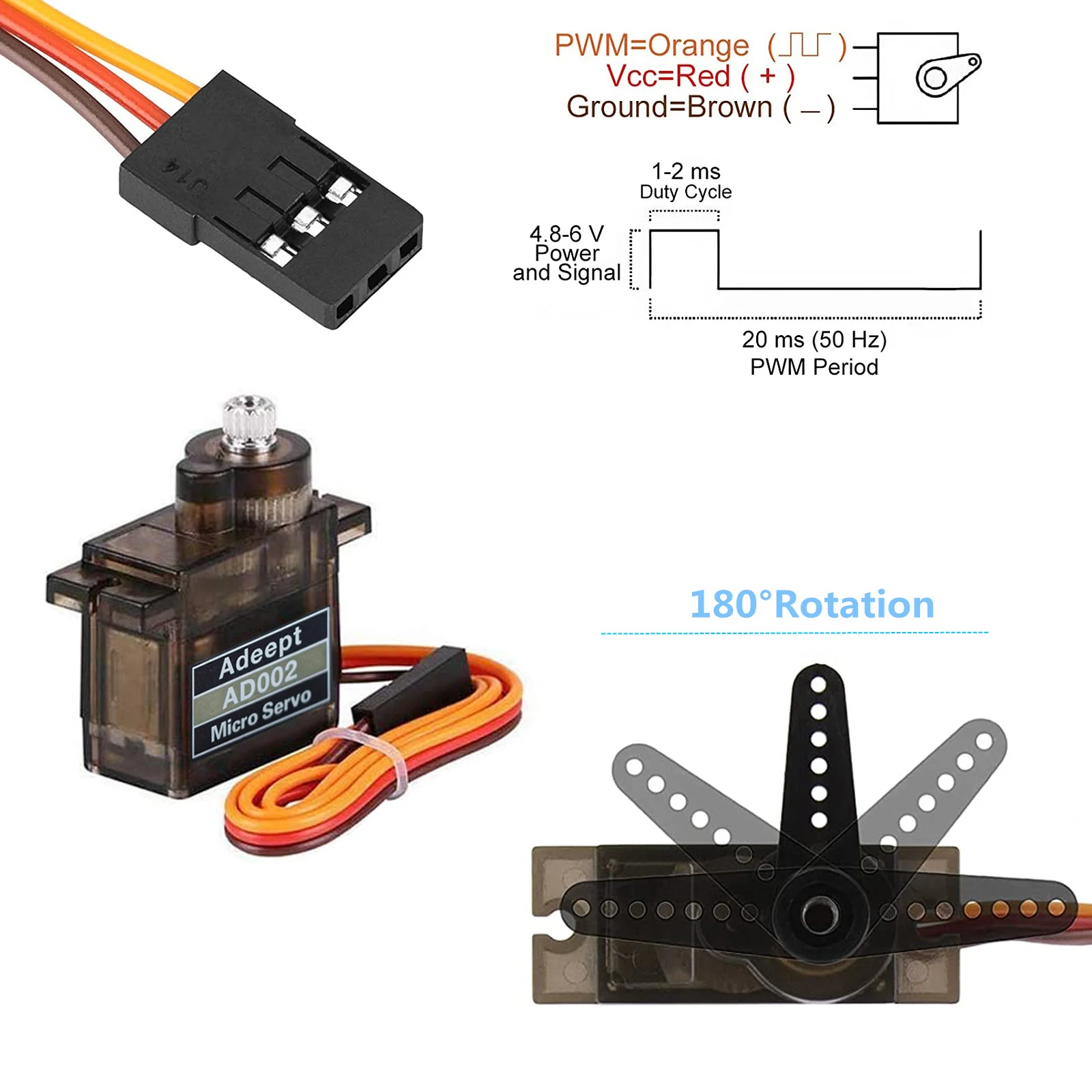 Adeept-Robot inteligente AD002 MG90S para coche, helicóptero, avión y barco, Micro Servo de 9G con engranaje de Metal, 4 unidades