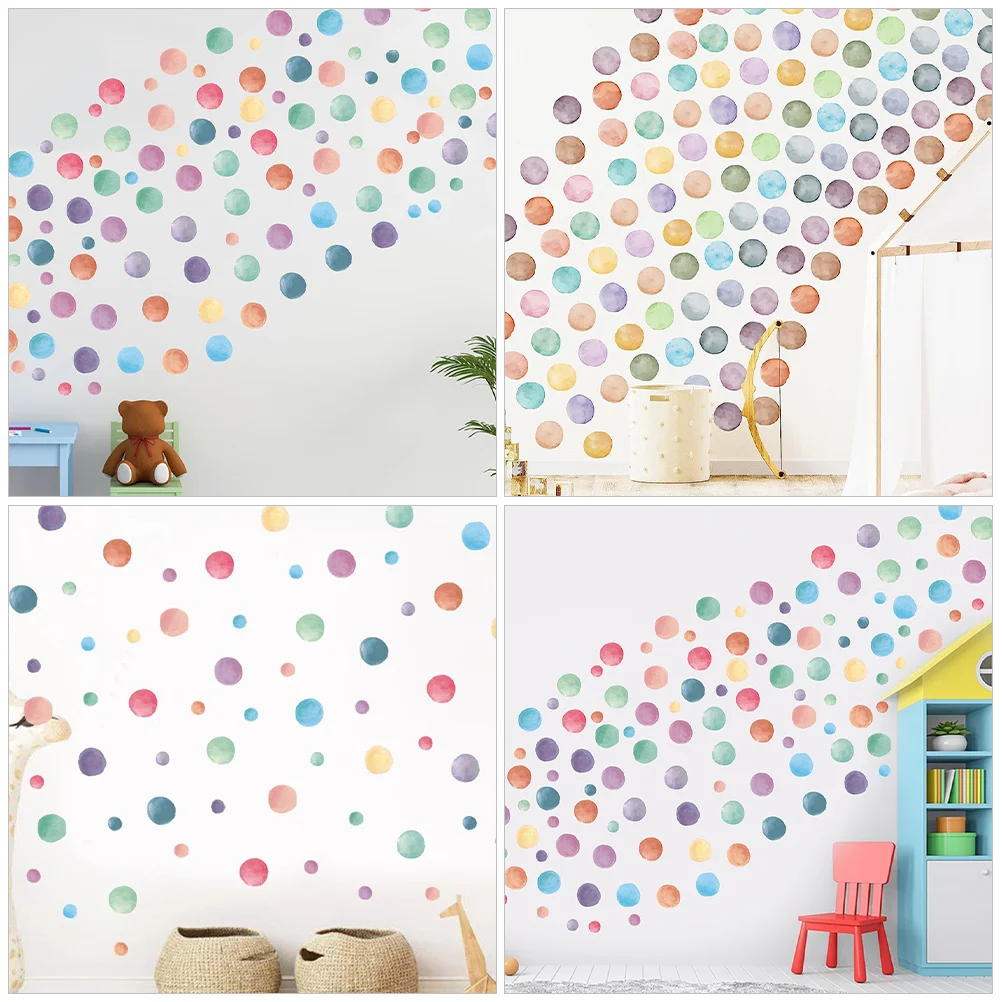 

3 Sheets Colorful Dots Wall Stickers Peel Stick Adhesive Wallpaper Classroom Bedroom Decor Light Residue Free Dot Wall