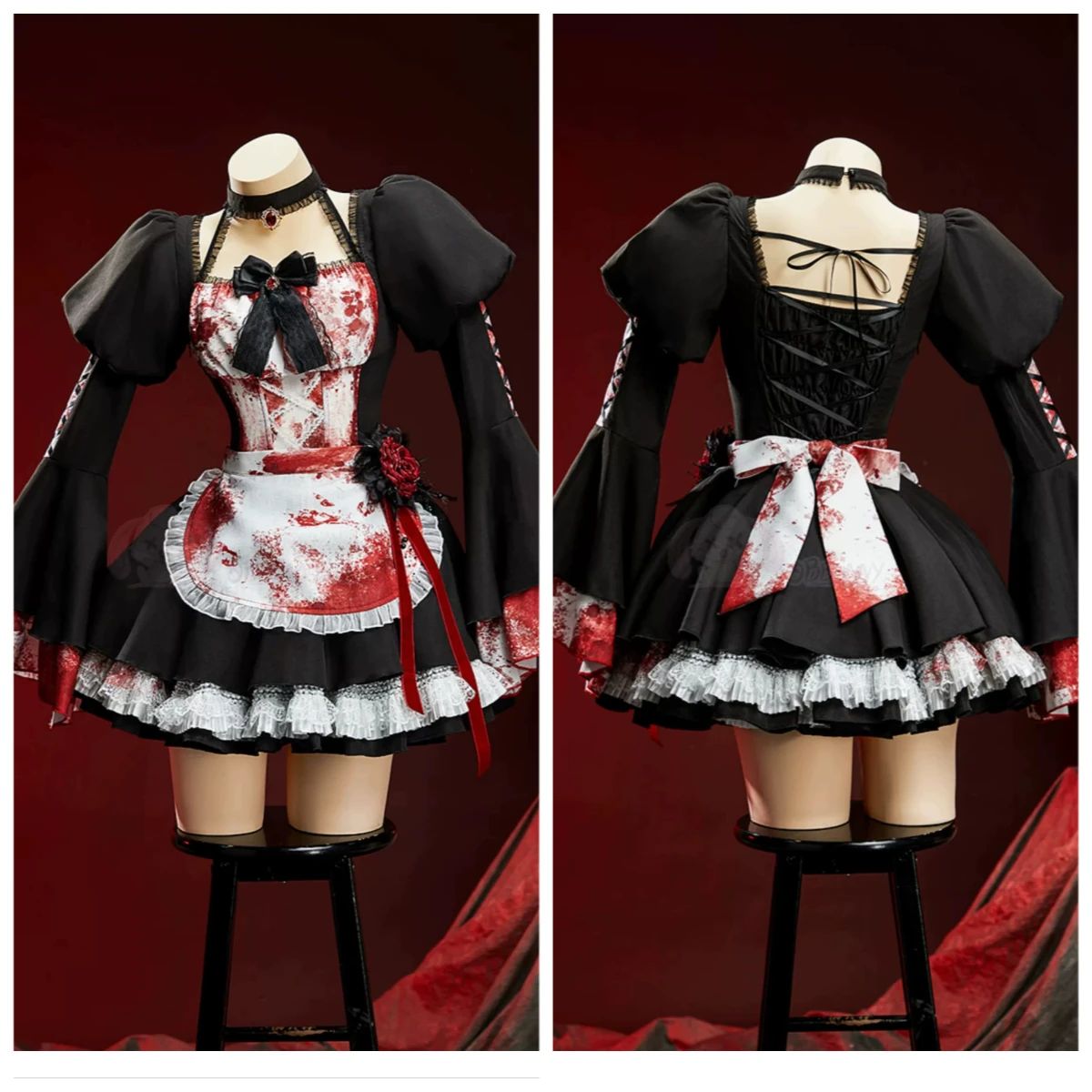 

Rebel Maid Halloween Cosplay Costume Gothic Lace Lolita Maid Dress NexoCosplay
