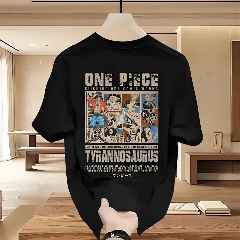 

Heavy cotton summer short-sleeved T-shirt men's ONE PIECE fashion trend ruffian handsome ins loose half-sleeved versatile top