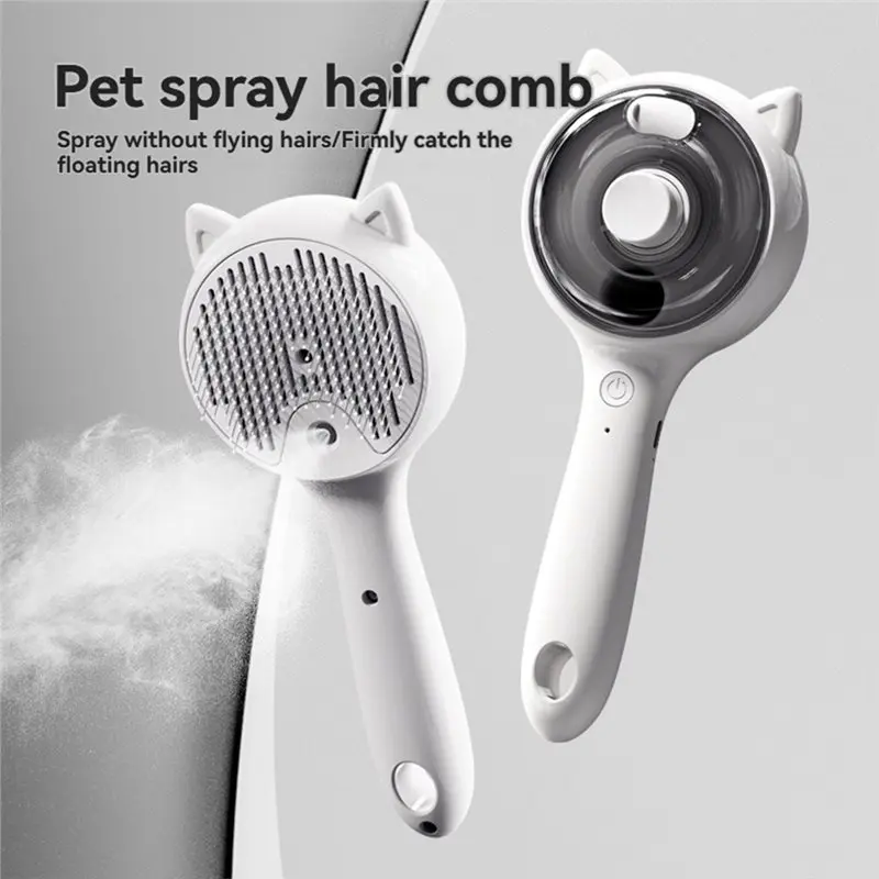 B08B-One-Click Cleaning Electric Pet Steam Brush Grooming Comb For Cats Dogs Anti-Static Hair Removal Tool
