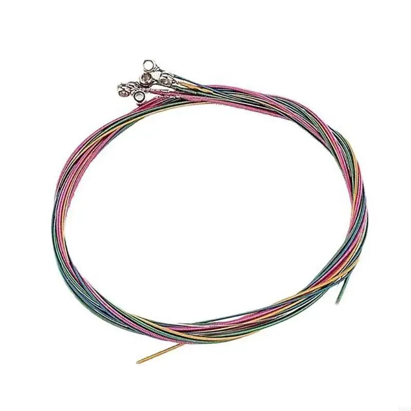 Pack of 6 Colorful Acoustic Guitar Strings Folk Guitar Strings Set For Enhances Playing Experience And Easy Replacement 
