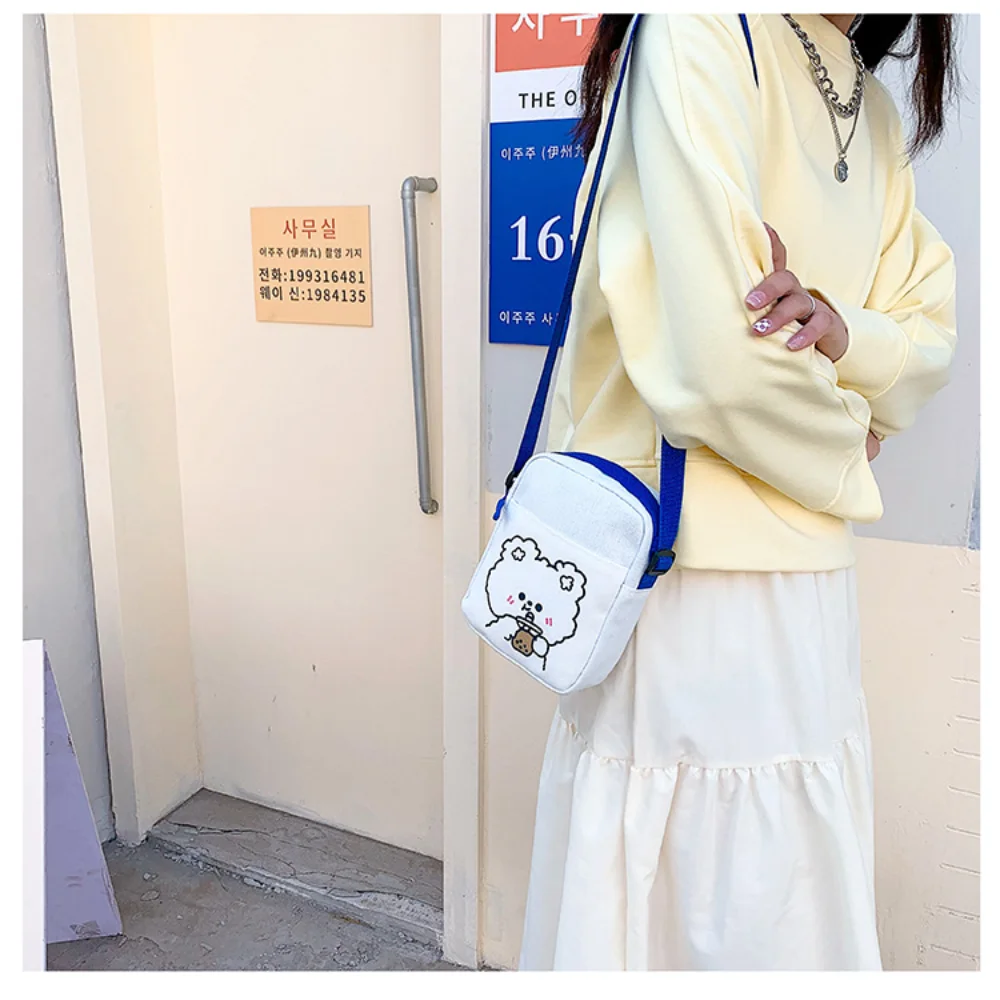 Cartoon Men Women Bear Rabbit Shoulder Bags Canvas Bag Makeup Bag Phone Bag Cosmetic Bag Waist Pack Chest Bag