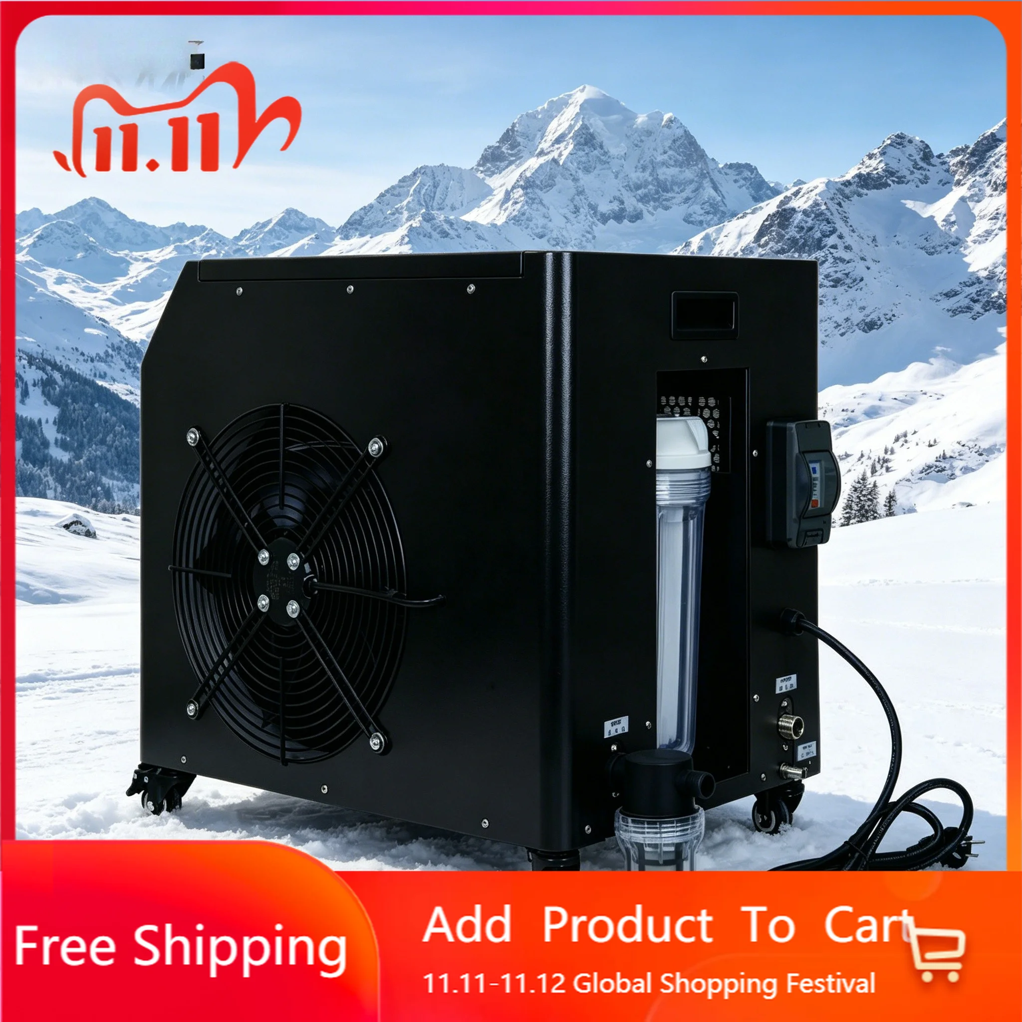 Premium R410A Water Chiller Compressor Pump Motor Auto Digital Energy Saving Low Noise Outdoor Ice Bath Spa 0.5-3h.p