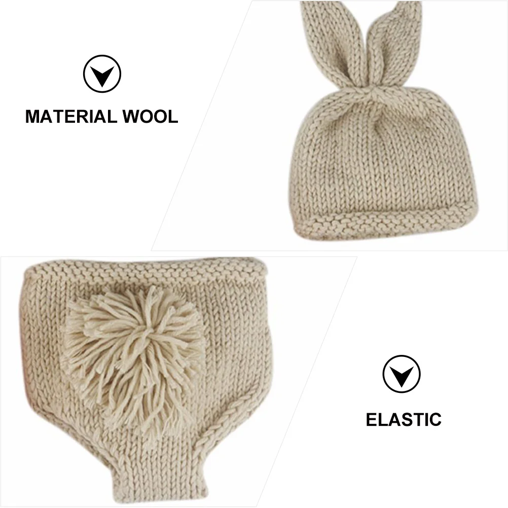 3 Pcs Rabbit Photography Clothing Infant Costume Boys Hats Suite Easter Newborn Outfit Props Yarn Baby Child Knitting Kit