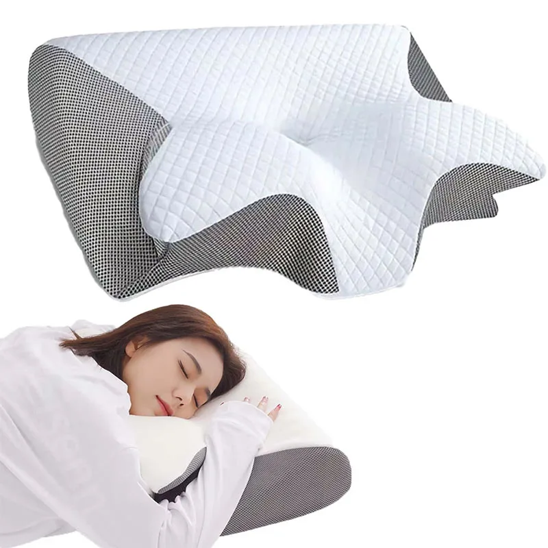 Slaapkussen met geheugenschuim, vlinderdesign, neksteun, gevormd voor optimale slaap, verlicht nekpijn, ondersteunt de buik, comfortabel kussen.