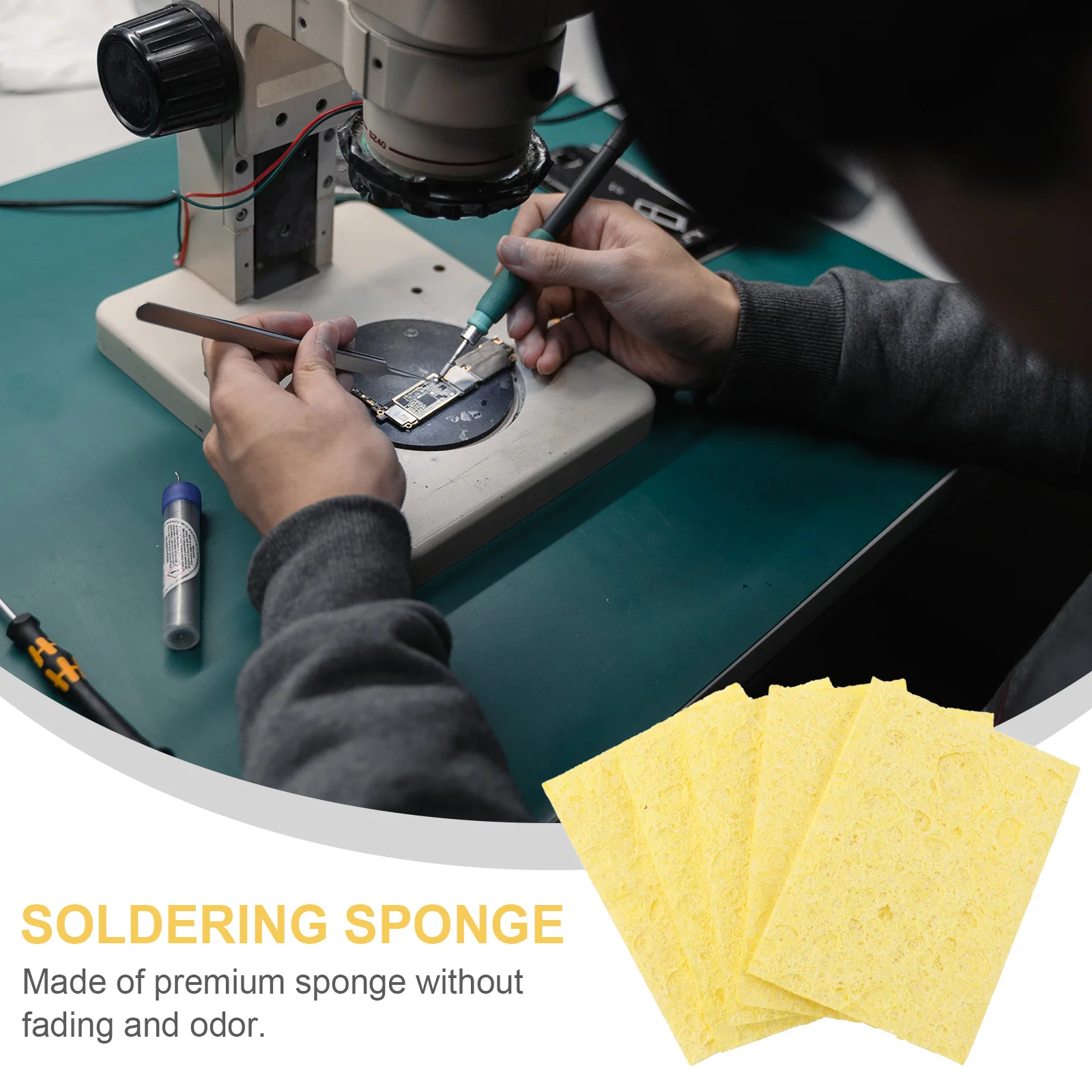 

30 Pcs Sponge Soldering Iron Scrubbers for Cleaning Sponges Electronic Yellow Wipe Replacement Dad