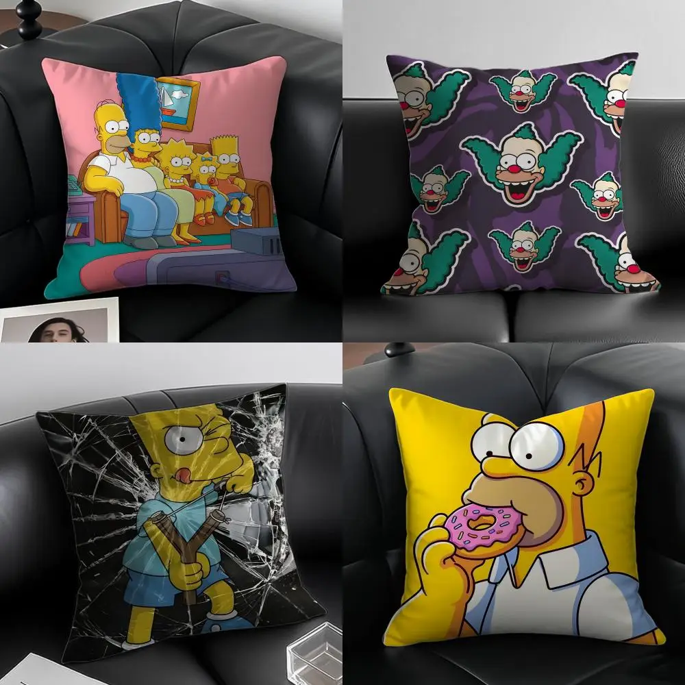 T-The Simpsons Cushion Cover Pillow Case Anti-dustmite Invisible zipper silky plush cushion