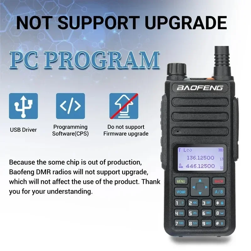 Baofeng Official Store DR-1801 Long Range Dual Band DMR Digital/Analog Walkie Talkie Tier Tier II Dual Time Slot Upgrade Radio