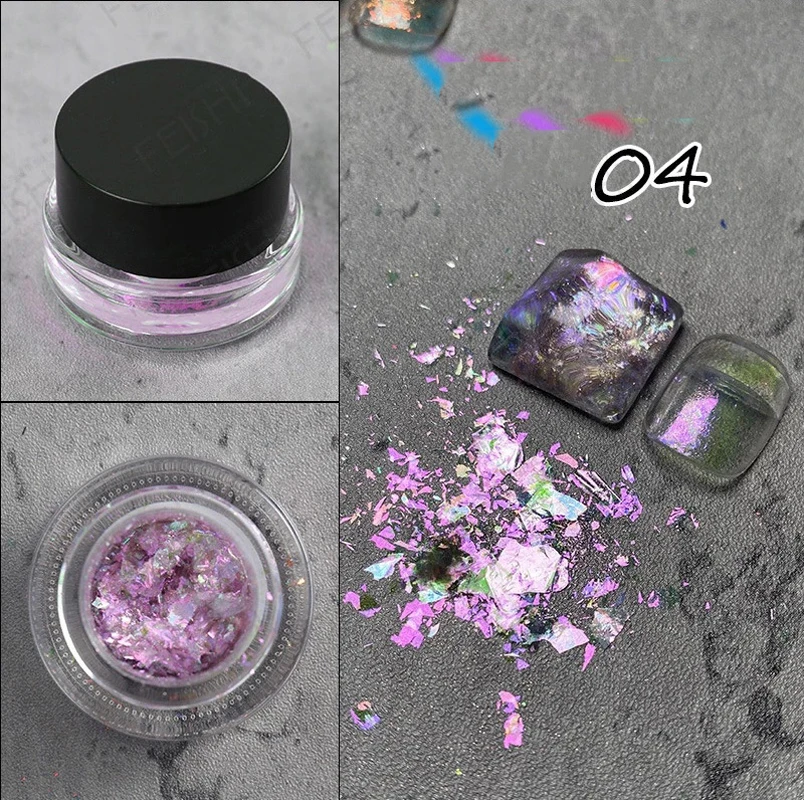 Cristal fogo opala em pó estrela aurora prego nuvem brocado flocos cromo glitter para decorações de unhas diy manicure irregular lantejoulas