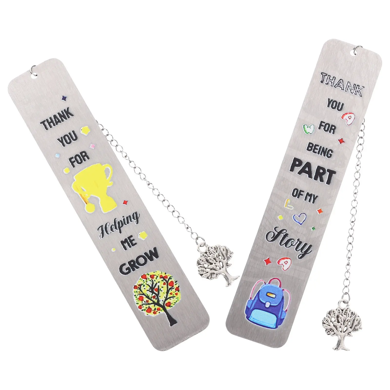 Metal Bookmarks 2 Piece Set Stainless Steel Lightweight Page Markers for Readers Teachers Students