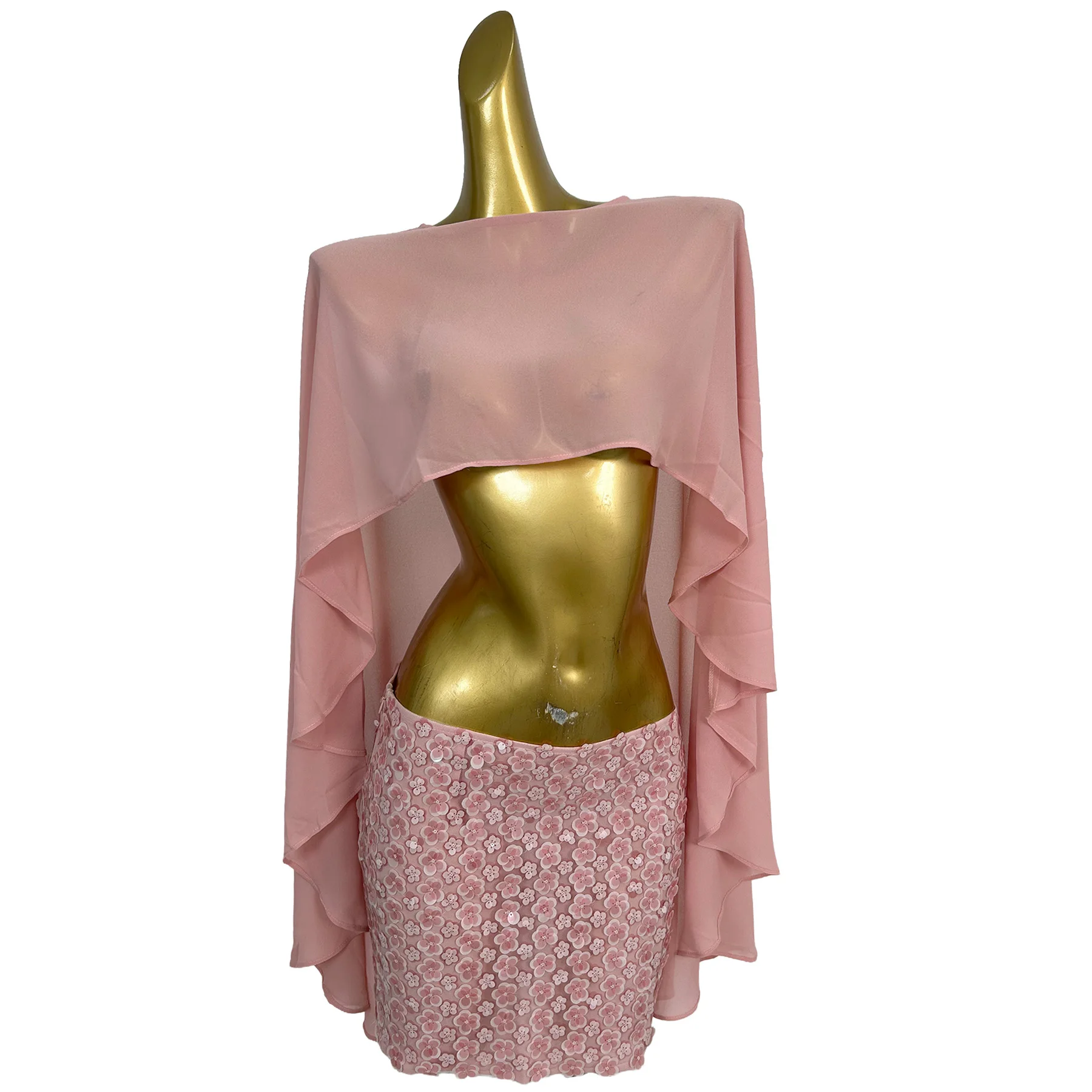 

sexy ruffles short smock top floral sequin mini skirts 2 piece set women night club party costumes evening dress festival outfit