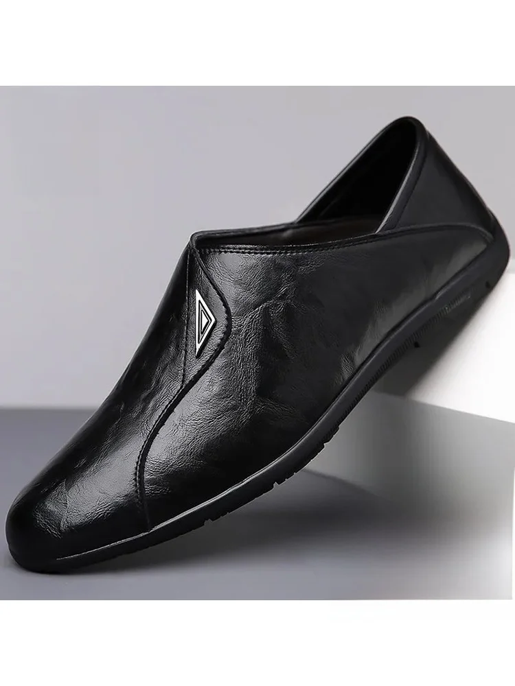 

Men's Casual Leather oes Breathable Driving Soft Bot Smooth Surface Slip-On Bean Bean oes Comfortable Soft Upper