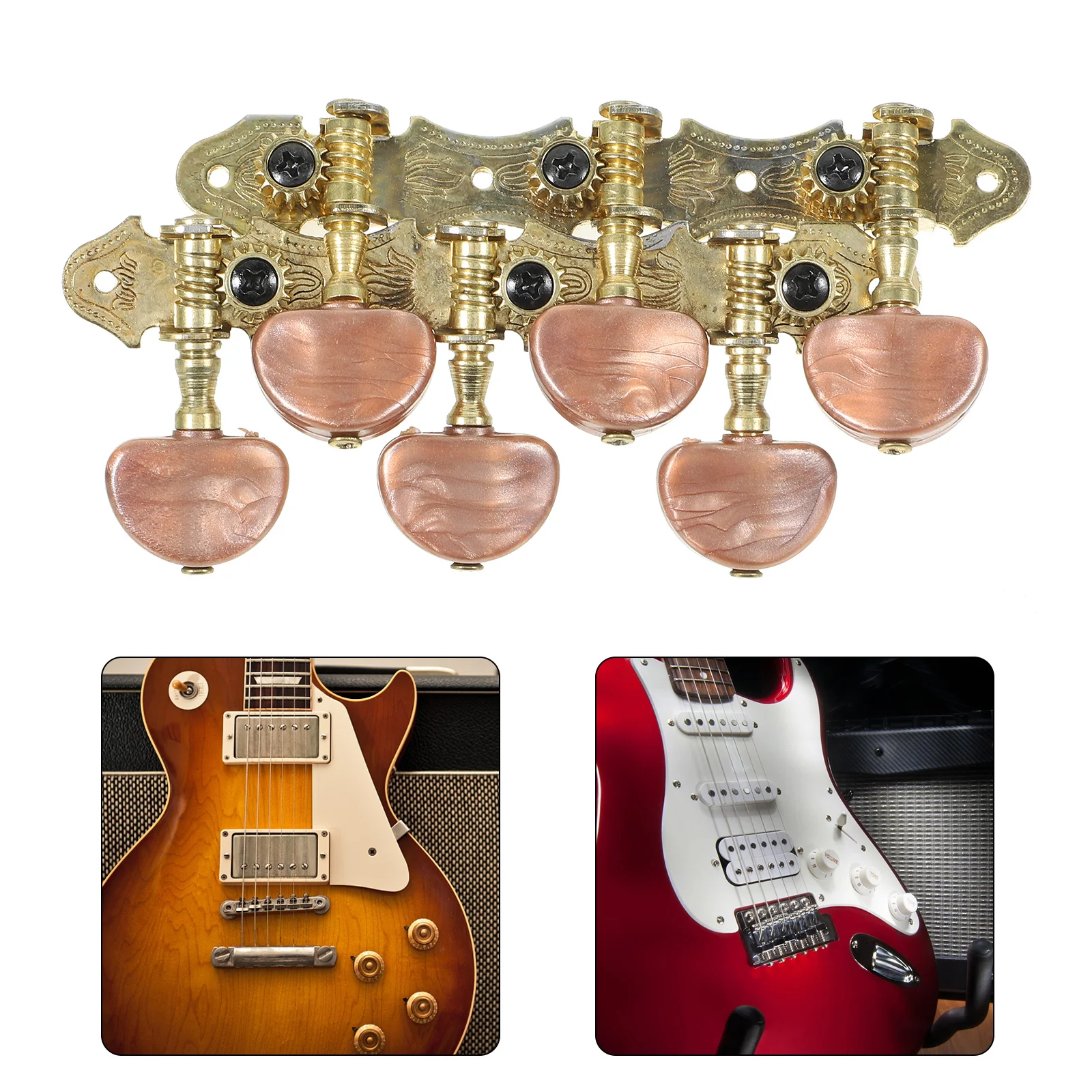 

2 Rows Guitar Tuning Pegs Metal Electric Guitar Tuners Replacement Folk Acoustic Accessories Instrument Parts Gear