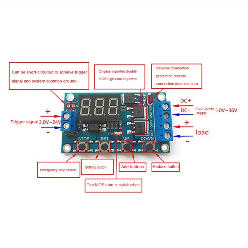 Trigger Cyclus Timing Vertraging Schakelaar Circuit Module Pcb Module 12 24V Printplaat Module