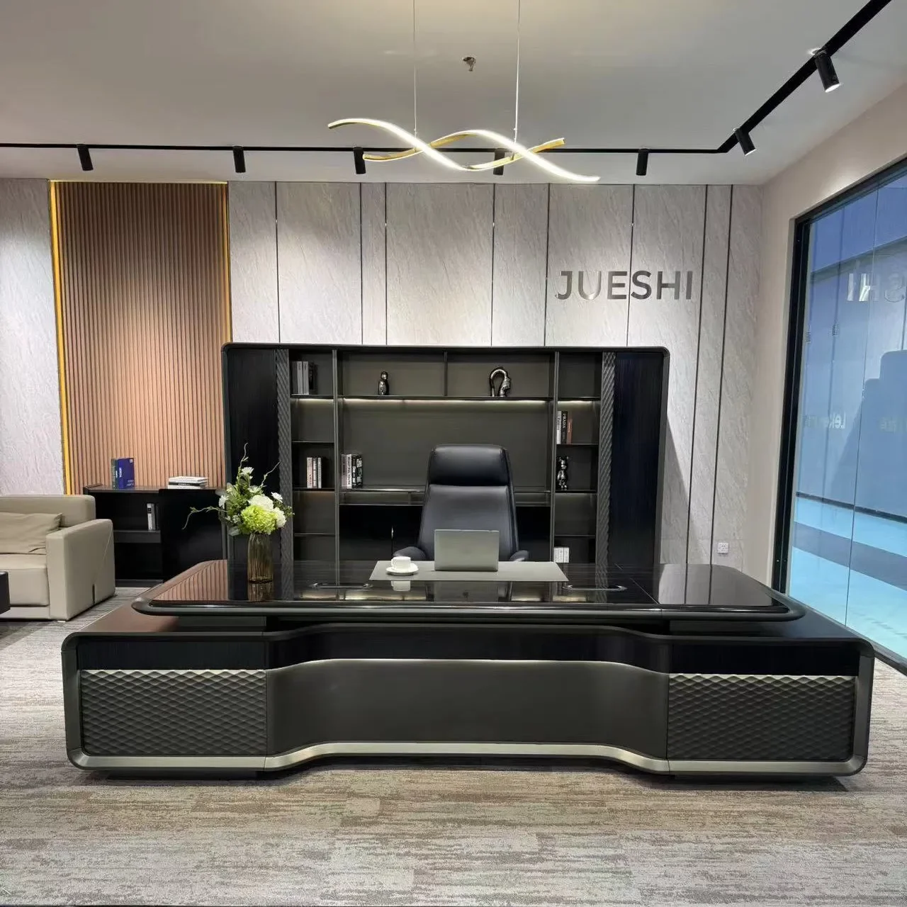 Black sandalwood baked paint, light luxury, high-end feel, high-end CEO office desk