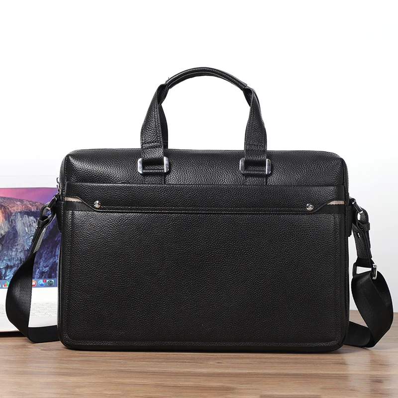 Brand Natural Genuine Leather Men bag  15 inch Laptop Bag  Handbags Fashion Business Briefcases Large Capacity Shoulder Bags