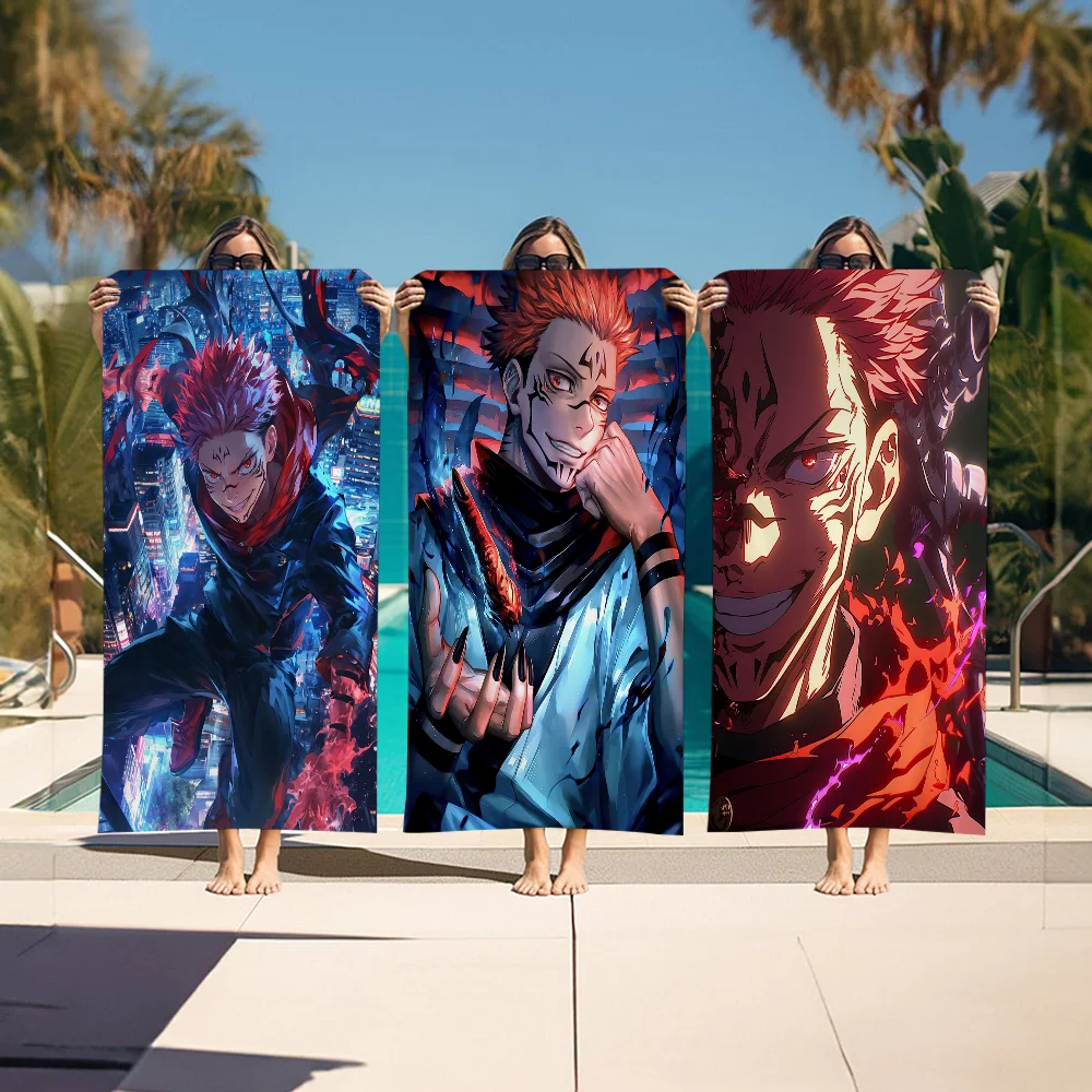 Anime R-Ryomen S-Sukuna Microfiber Blanket Quick Drying Beach Towels Oversized Printing Super Absorbent Pool Towel Blanket