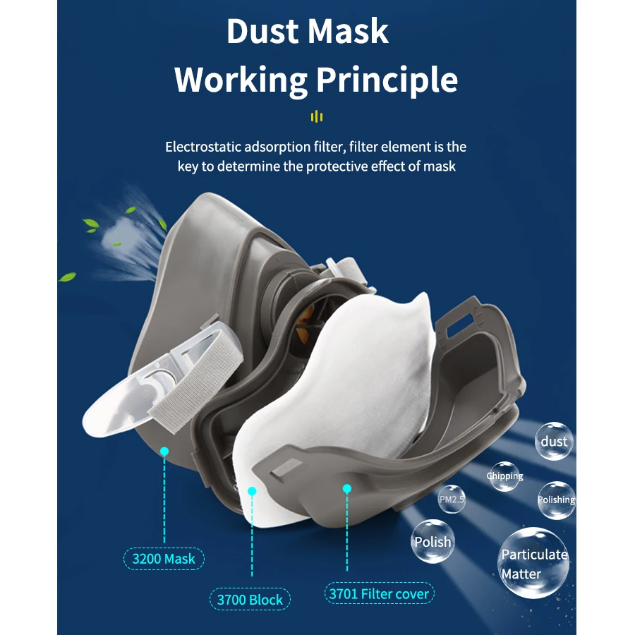 3M 3200 Dust Painting Respirator Half Face Gas Mask Filter 3701 Protection Industrial Anti Dust Spraying Anti Particles Filters