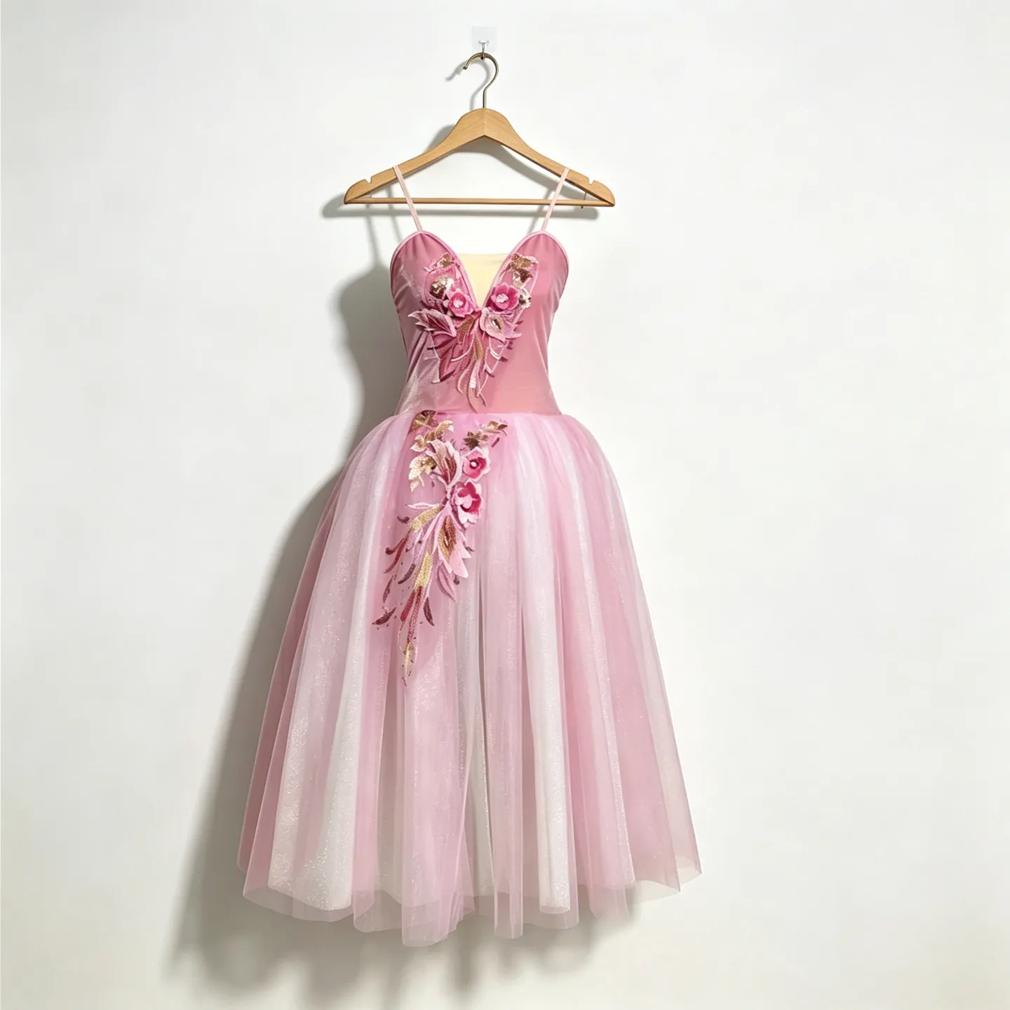 Rosa langes Ballettkleid für Mädchen, professionelles Ballett-Tutu-Kleid, Aufführungskostüm, Schwanentanz-Ballerina-Kleid