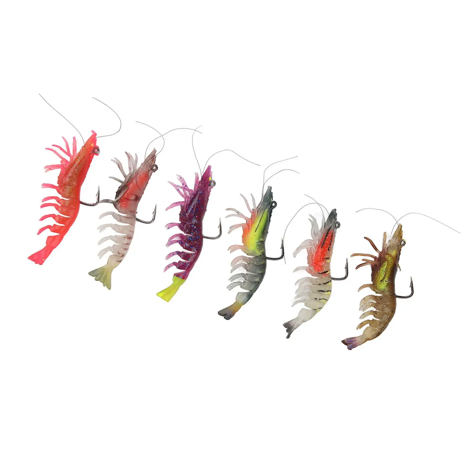 9cm Soft Luminous Shrimp Bait with Hook, 6 Colors for night Fishing