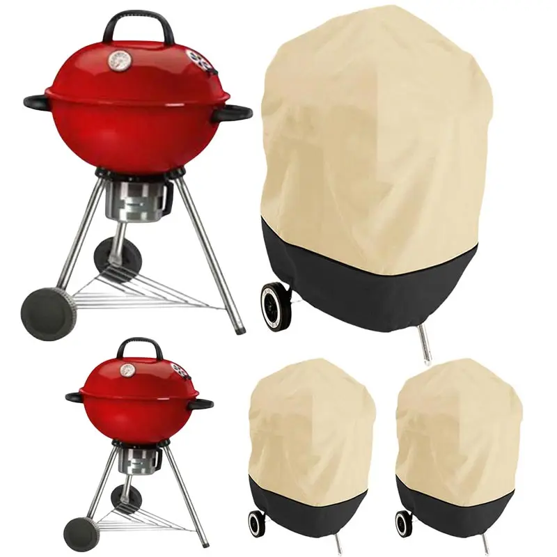 210D Round BBQ Covers Fire Pit Stove Hood,Anti Dust Waterproof Grill Cover Rain Protective Hood Camping Outdoor Barbecue Cover