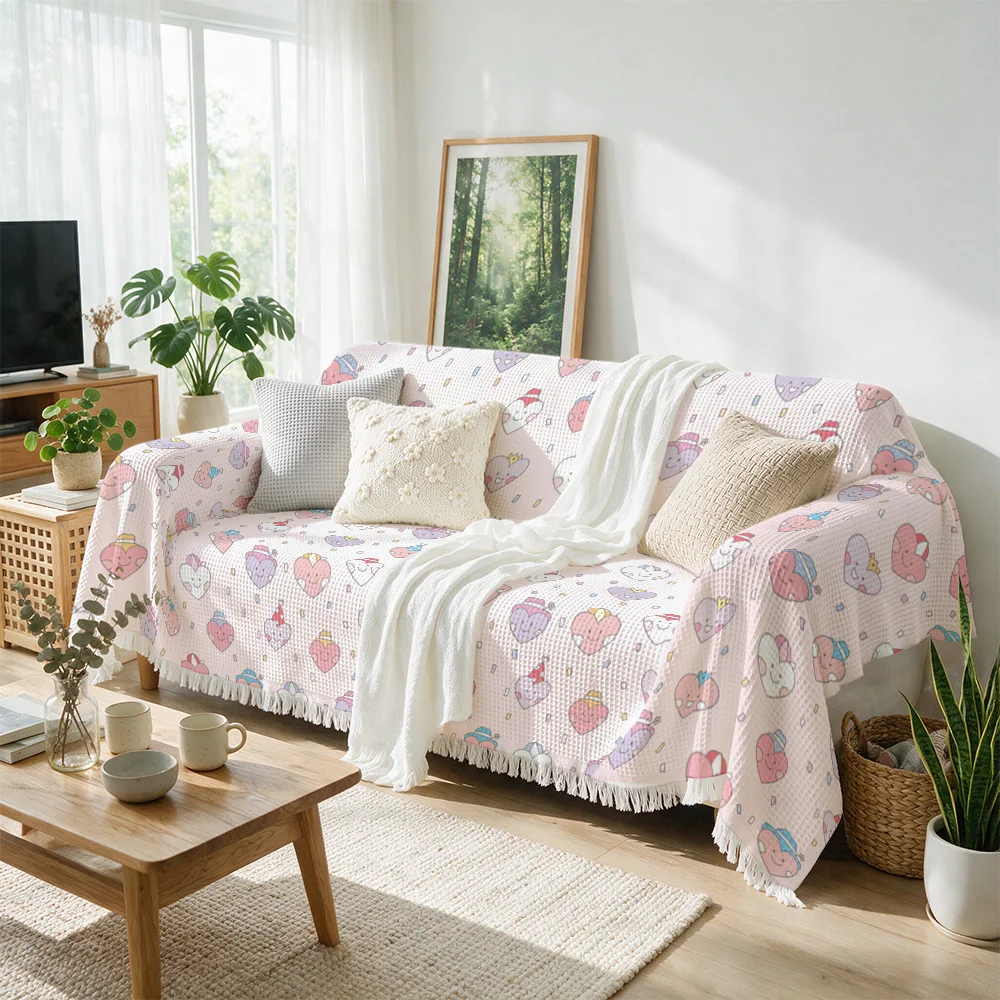 Whimsical Pastel Picnic Pattern Knit Throw Blanket Cozy Sofa Couch Cover Living Room Home Decor Aesthetic Sherbet Snack Bedding