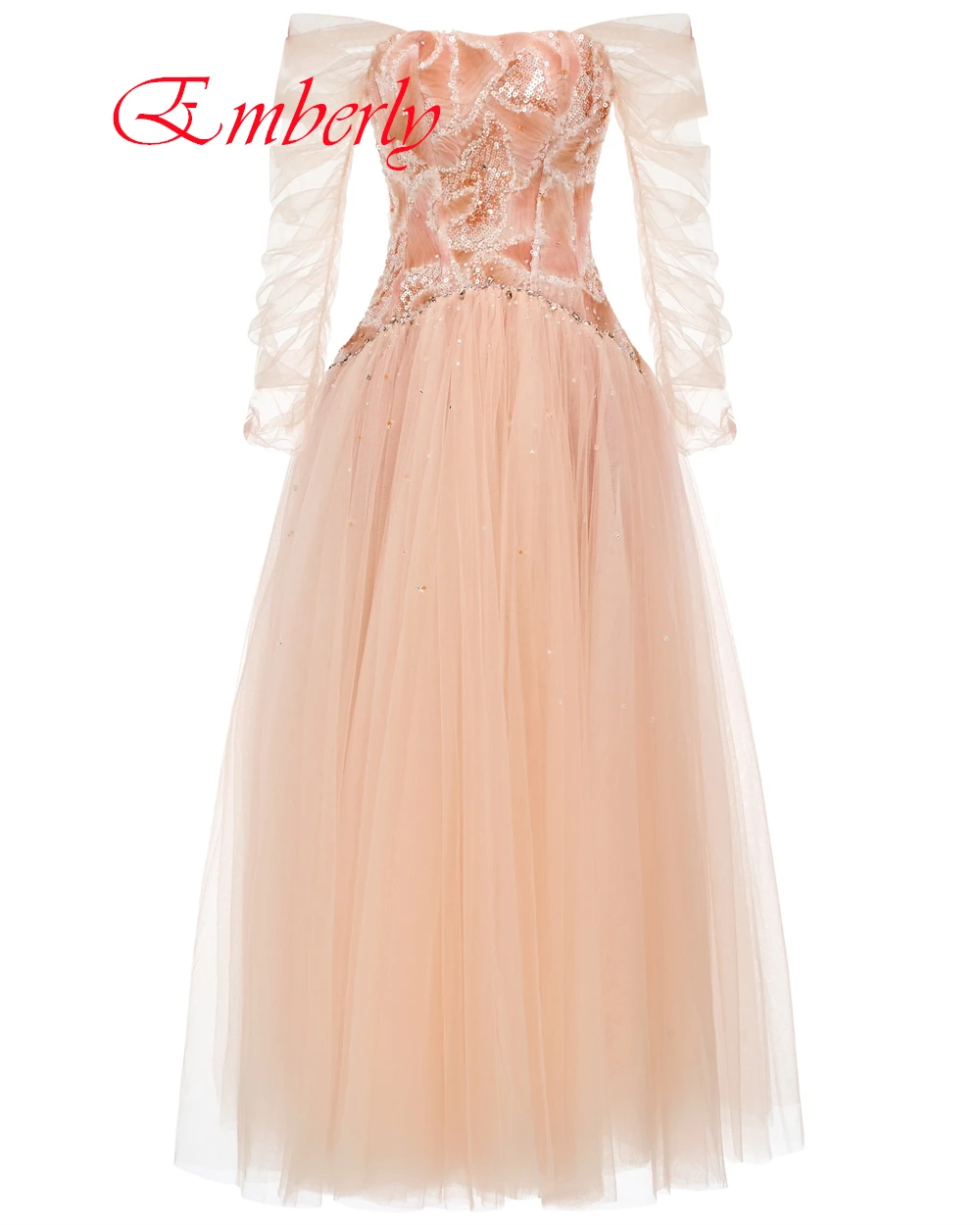 Customized Exquisite Organza A-Line Evening Dress Graceful Boat Neck Prom Dresses Sparkly Sequined Special Occasion Gowns