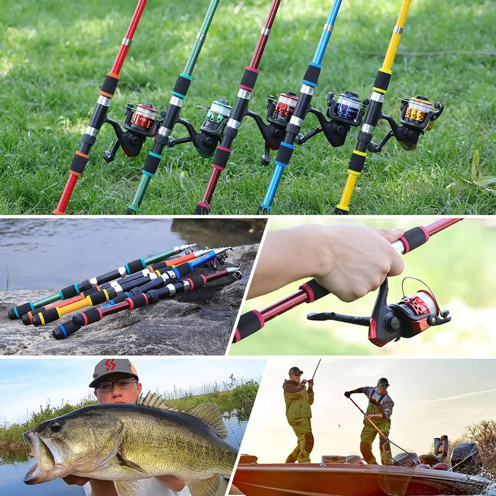 Portable 1.8m Telescopic Fishing Rod 5.5:1 Gear Ratio Spinning Fishing Reel Set With Fishing Line Fishing Gear Rod Combo