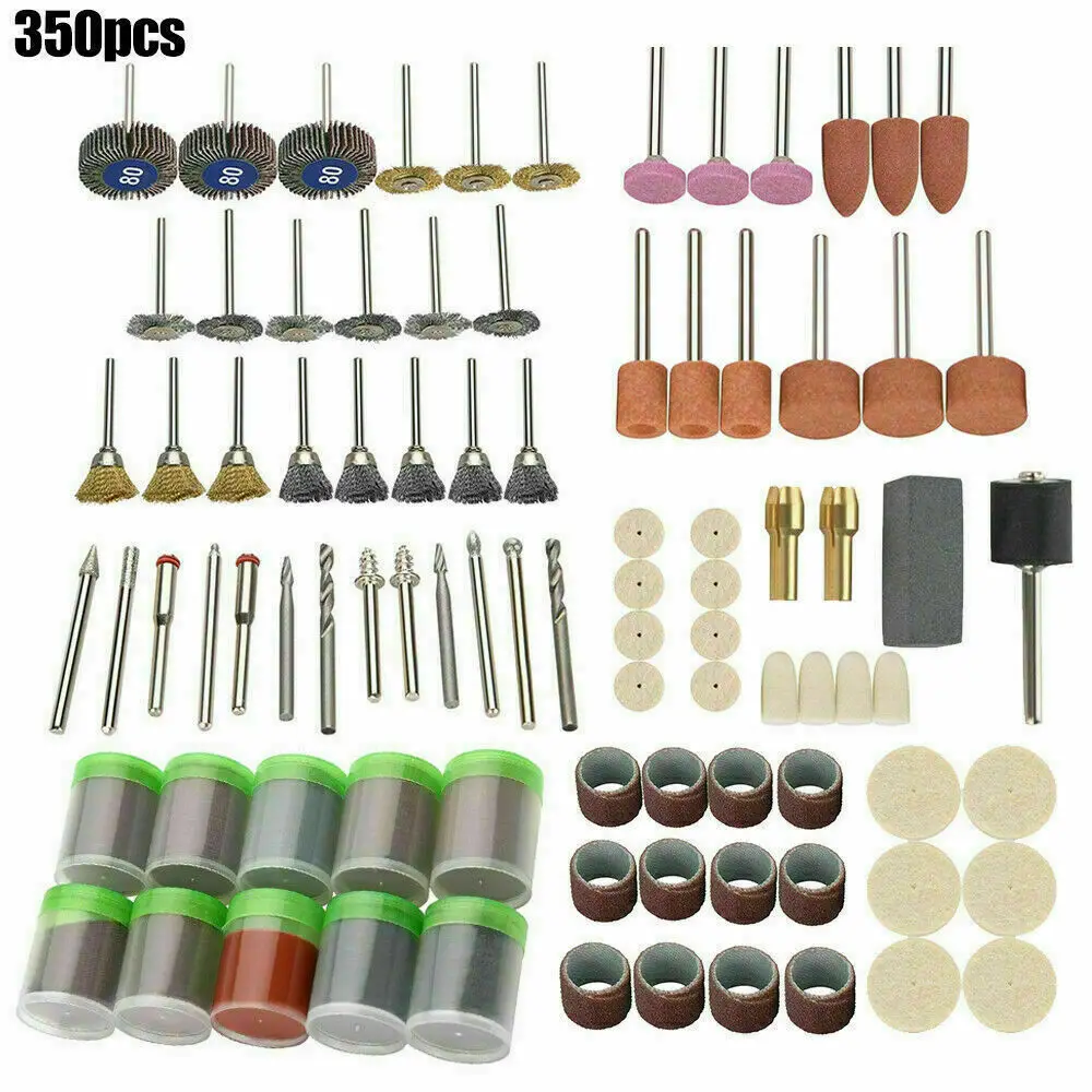 350PC Rotary Tool Accessories Kit Cutting Wheels Polishing Grinding Discs For DIY Craft Projects Jewelry Making Woodworking