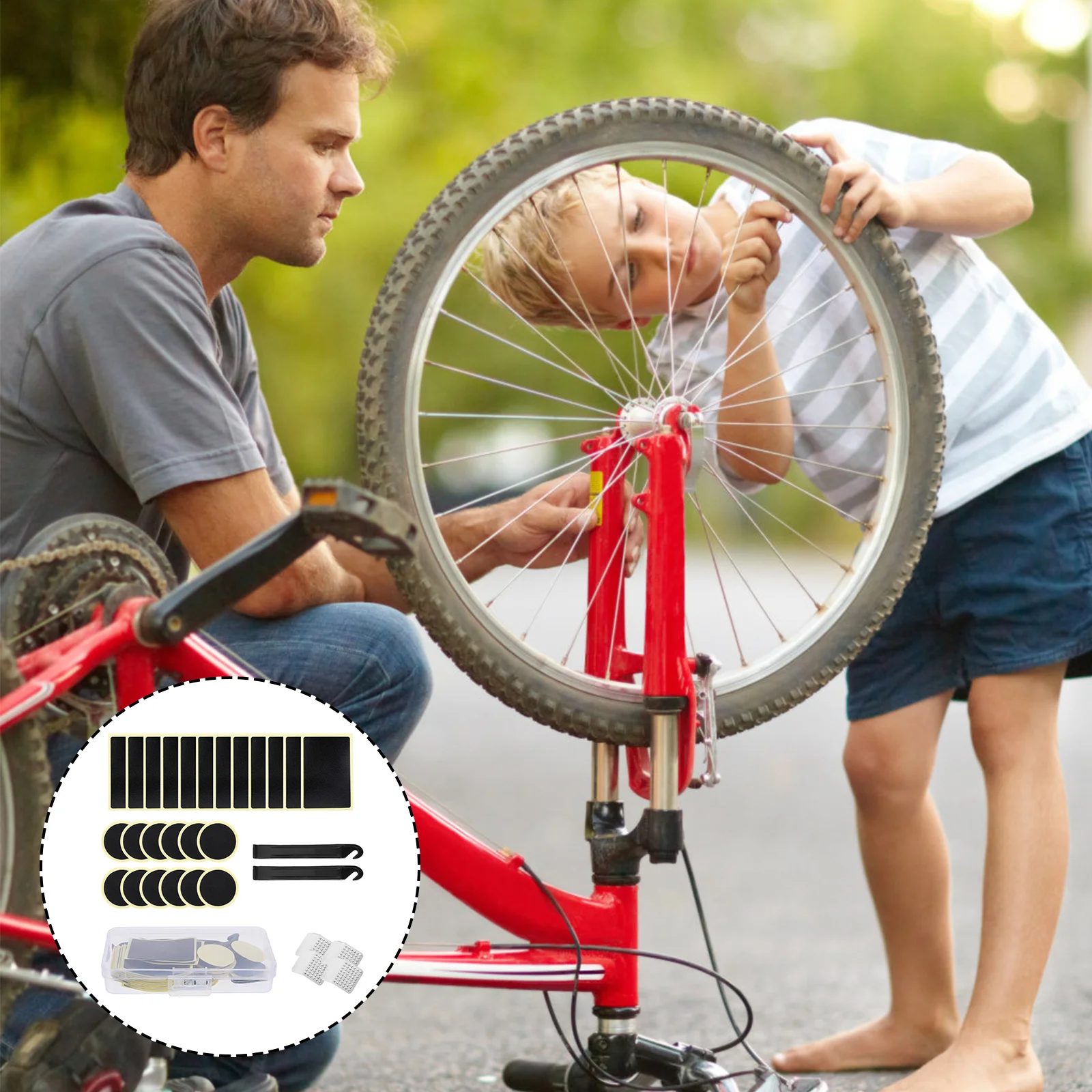 

42pcs Bike Tire Repair Tool Portable Tire Repair Kit Mini Bike Pump Tools Puncture Repair Kits Glueless Patch Kit