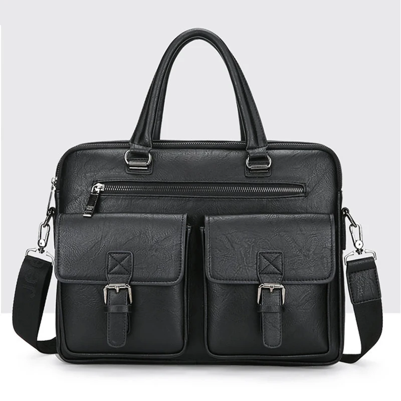 Briefcase for Man PU Leather Office Executive Vintage Tote Male Handbags Laptop 14 Shoulder Business Messenger Ita Bag Suitcase