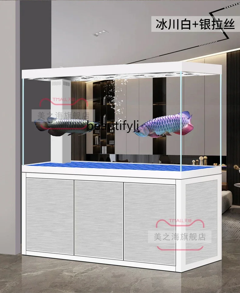 X188 مرشح سفلي لخزان الأسماك التنين، خزان أسماك زجاجي أبيض للغاية، غرفة معيشة كبيرة، حوض سمك بيئي خالي من الماء