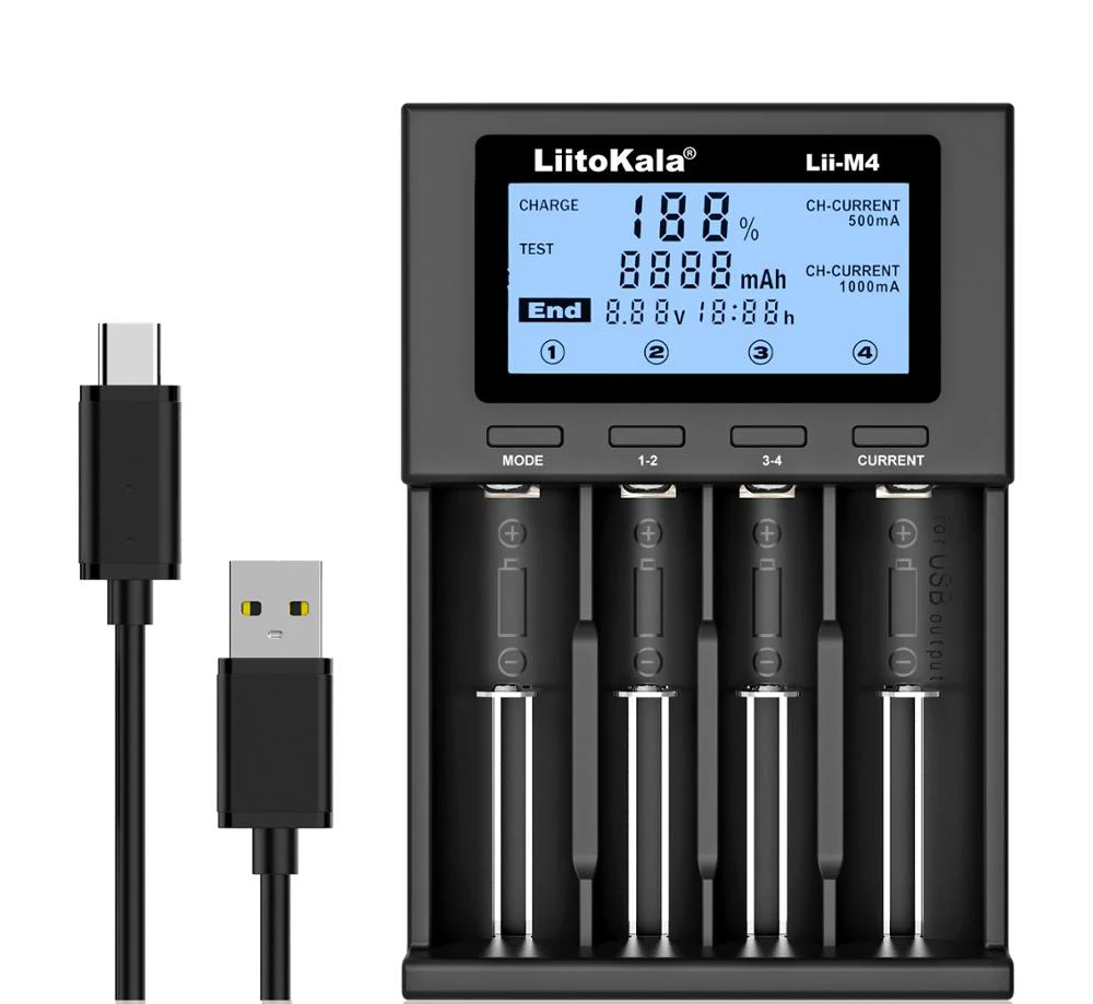 LiitoKala Lii-600 Lii-500S Lii-500 Lii-M4 Smart Charger for 3.7V/1.2V 18650 17500 21700 26650 AAA AA and test battery capicty