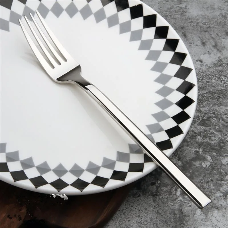 6pcs 304 Stainless Steel Dinner Fork Thickness Dessert Cake Fruit Forks Korean Tableware Lunch Fork Flatware set 15/18/21CM