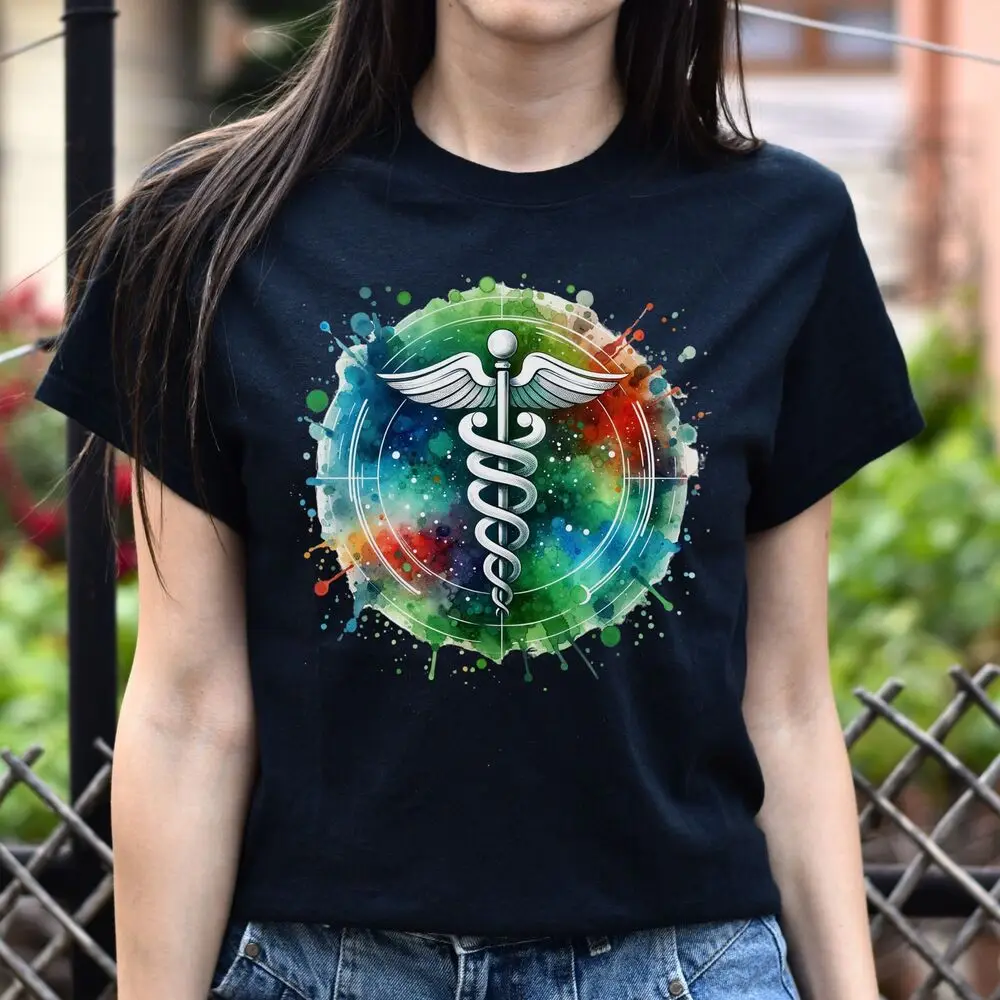 Artistic Medical sign Color Splash Unisex T-shirt Registered Nurse Black Navy Da High Quality 100%Cotton Short Sleeve