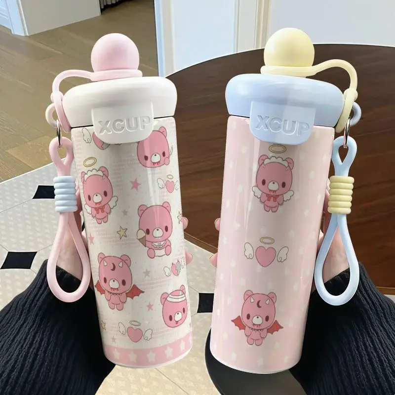 Gloomy Bear Schwimmender Ball Thermosflasche mit hohem Farbwert, Animations-Cartoon-Druck, große Kapazität, tragbarer Edelstahl-Kaffeebecher – Detail 2