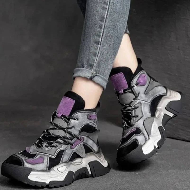 

2025 High Quality Autumn Winter Women Genuine Leather Boots Fashion Warm Ankle Ladys Casual Shoes