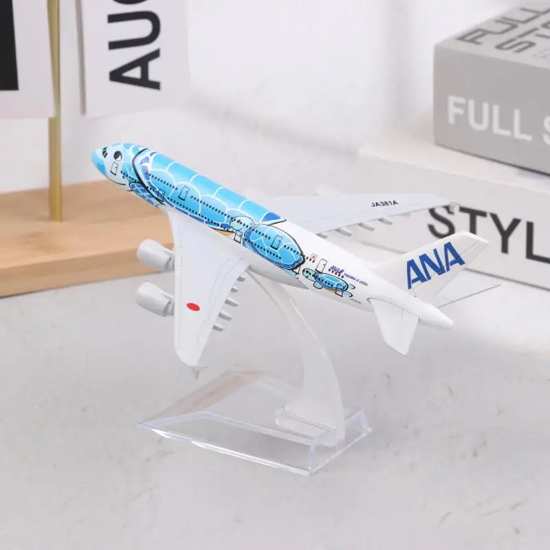 

1 Set Blue Sea Turtle Airbus 380 A380 Airways Metal Alloy Diecast Airplane 16CM Air Japan ANA Airlines Airplane Model Toy