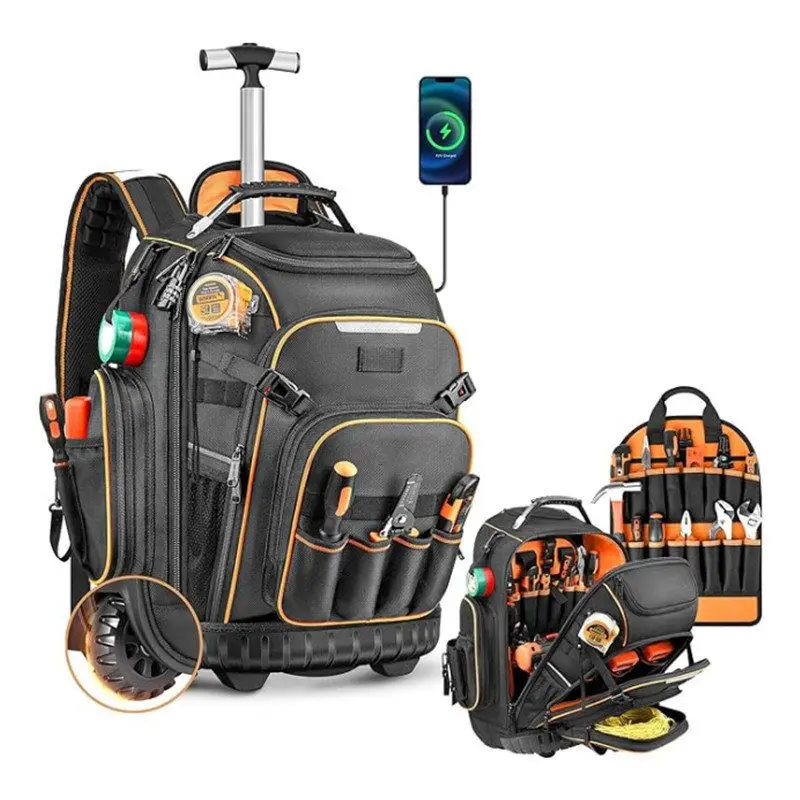 2026 New Heavy Duty Rolling Tool Backpack with Wheels Durable and Portable