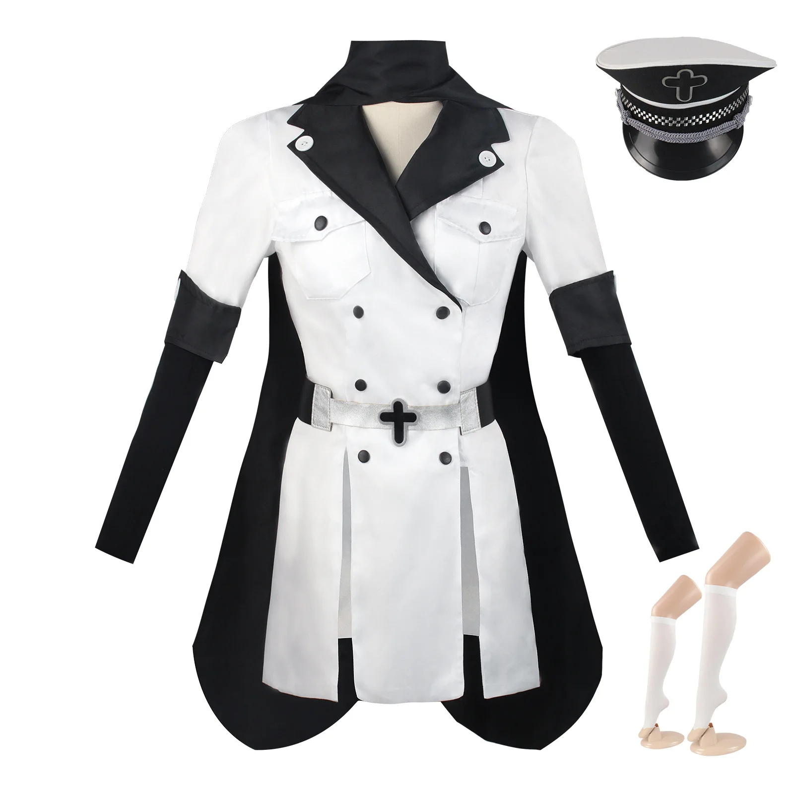 

Аниме Akame Ga KILL Esdeath Косплей Костюм со шляпой, носками, париком, наряды для женщин, полный комплект Esdeath Empire, общие наряды для вечеринки