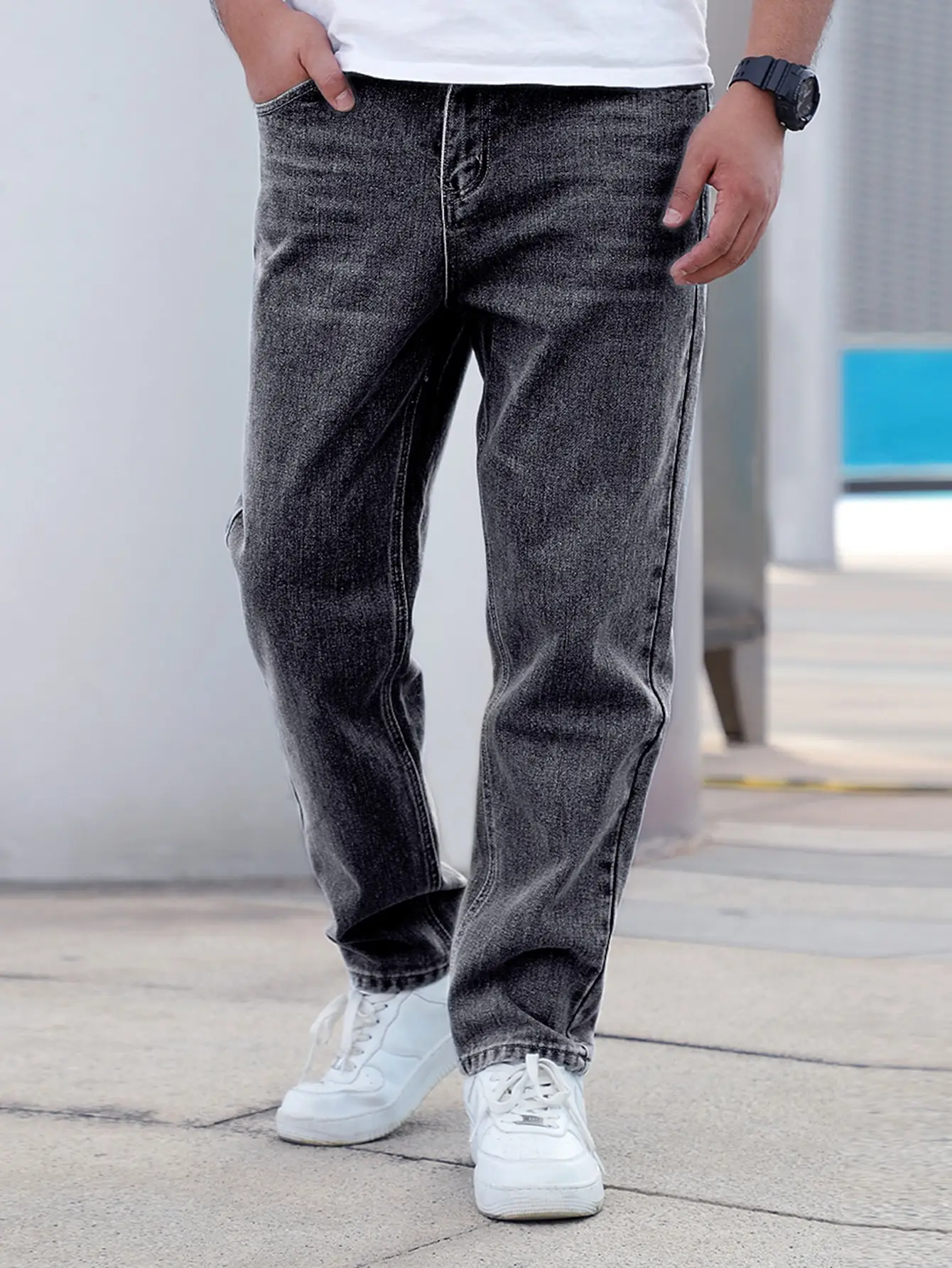 Casual en veelzijdige herenjeans met rechte pijpen, eenvoudig ontwerp in Amerikaanse stijl, geschikt voor dagelijks gebruik in alle seizoenen