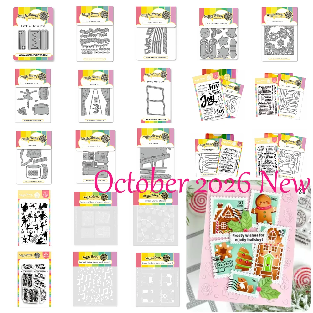 Waffle Flowers October 2026 New Joy Sentiments Matching Die Metal Cutting Dies Stamp Stencil for DIY Scrapbook Handma Card Photo